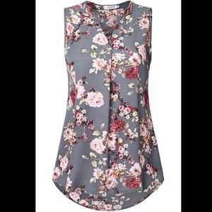 NWT Lyking V Neck Sleeveless Chiffon Floral Top